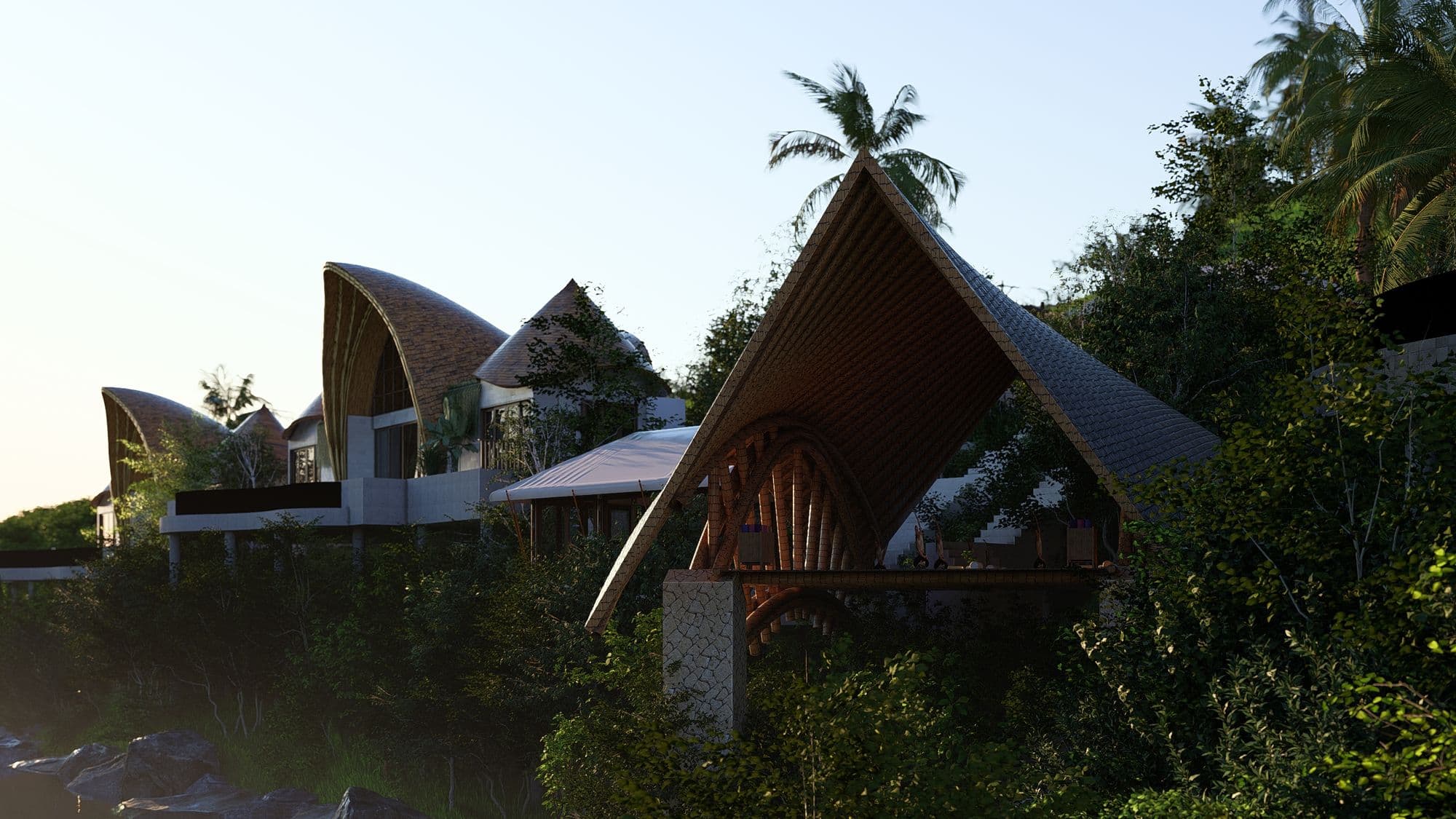 The yoga shala at Spirit Hills at dusk